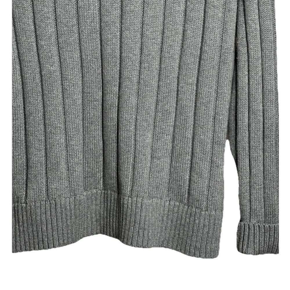 J. Crew Womens XL Gray Cable Knit Sweater Mock Neck Long Sleeve Cotton Pullover - Picture 6 of 7